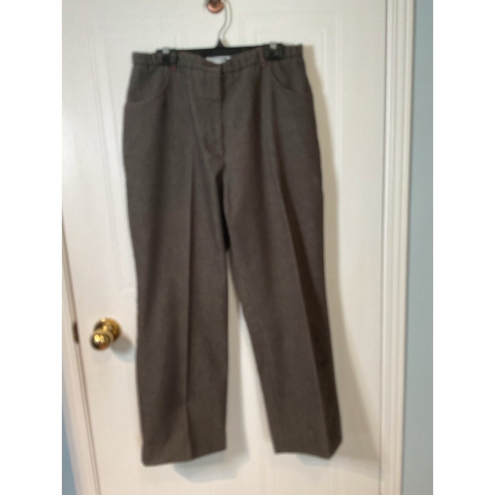 Lana Sport Pants Womens 14 Grey Excellent Embroidered Straight Leg Cotton Blend